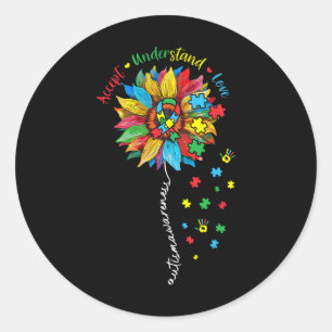 Autism Awareness Sunflower Accept Understand Love  Classic Round Sticker
