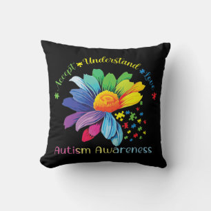 Autism Awareness Sunflower Accept Understand Love  Cushion