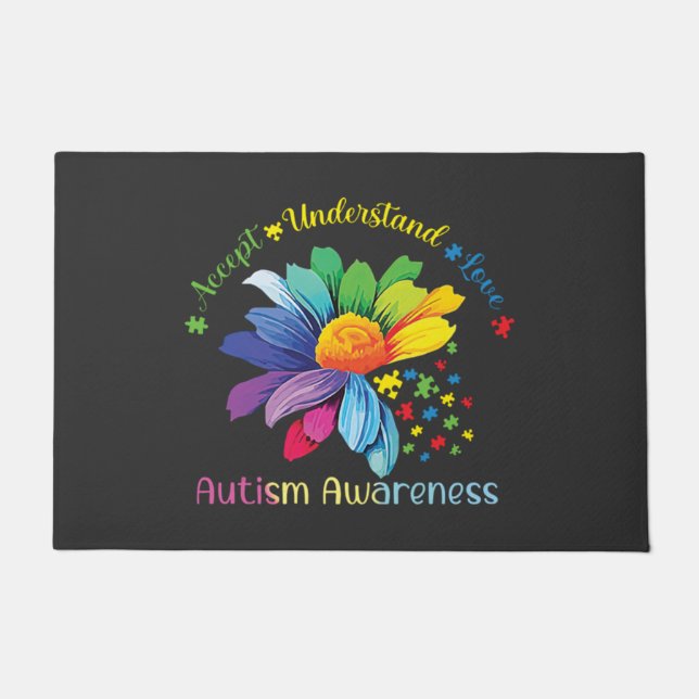 Autism Awareness Sunflower Accept Understand Love  Doormat (Front)