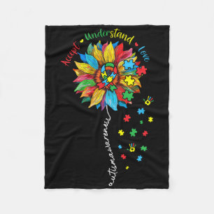 Autism Awareness Sunflower Accept Understand Love Fleece Blanket