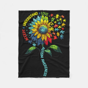 Autism Awareness Sunflower Accept Understand Love Fleece Blanket