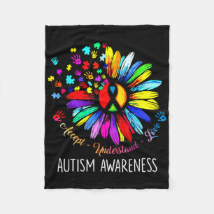 Autism Awareness Sunflower Accept Understand Love Fleece Blanket