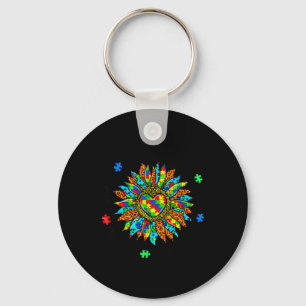 Autism Awareness Sunflower Accept Understand Love Key Ring