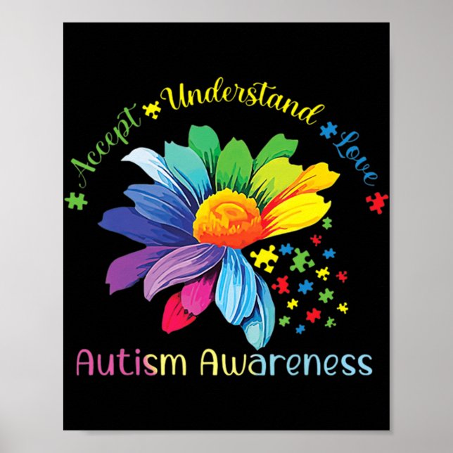 Autism Awareness Sunflower Accept Understand Love  Poster (Front)