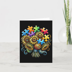 Autism Awareness Sunflower Bouquet Men Women Kids Card