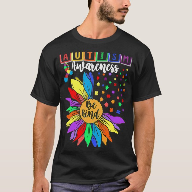 Autism Awareness Sunflower Choose Kindness Autism  T-Shirt (Front)
