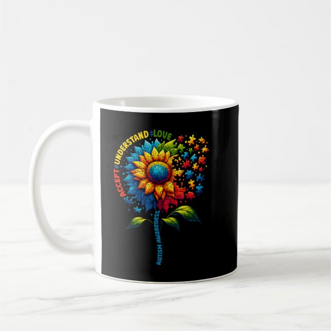 Autism Awareness Sunflower Coffee Mug (Left)