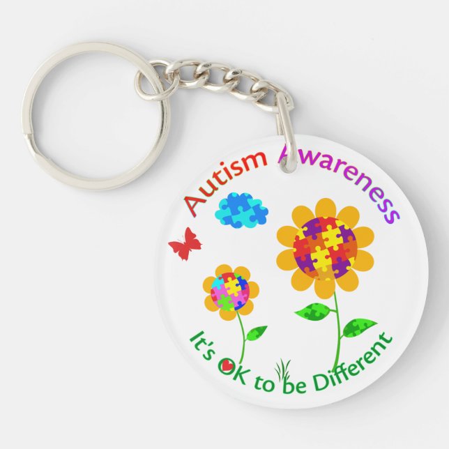 Autism Awareness Sunflower Key Ring (Front)