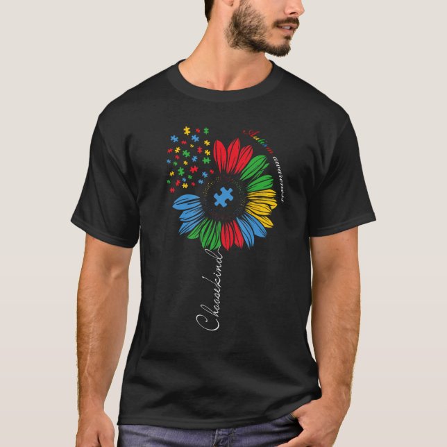 Autism Awareness Sunflower Kids Choose Kind Autism T-Shirt (Front)