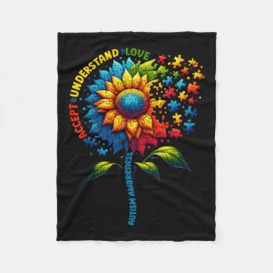 Autism Awareness Sunflower Men Women Kids Autism S Fleece Blanket