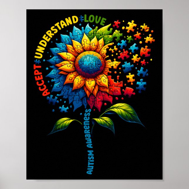 Autism Awareness Sunflower Men Women Kids Autism S Poster (Front)