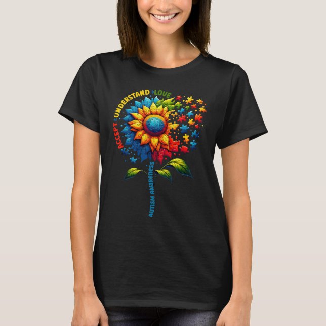 Autism Awareness Sunflower Men Women Kids Autism S T-Shirt (Front)