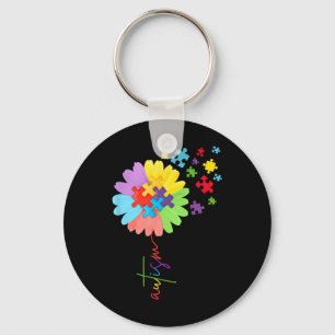Autism Awareness Sunflower Puzzle Piece Kids Key Ring