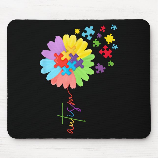 Autism Awareness Sunflower Puzzle Piece  Kids  Mouse Pad (Front)