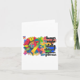 Autism Awareness Sunflower Shirt Autism Always Uni Card