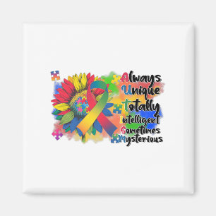 Autism Awareness Sunflower Shirt Autism Always Uni Magnet