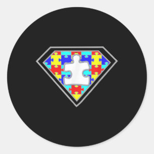 Autism Awareness Superhero Autism Gifts Boys Teach Classic Round Sticker