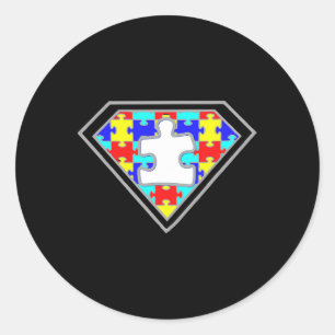 Autism Awareness Superhero Autism Gifts Boys Teach Classic Round Sticker