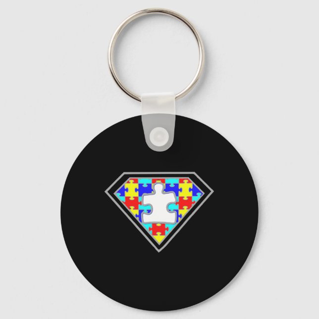 Autism Awareness Superhero Autism Gifts Boys Teach Key Ring (Front)