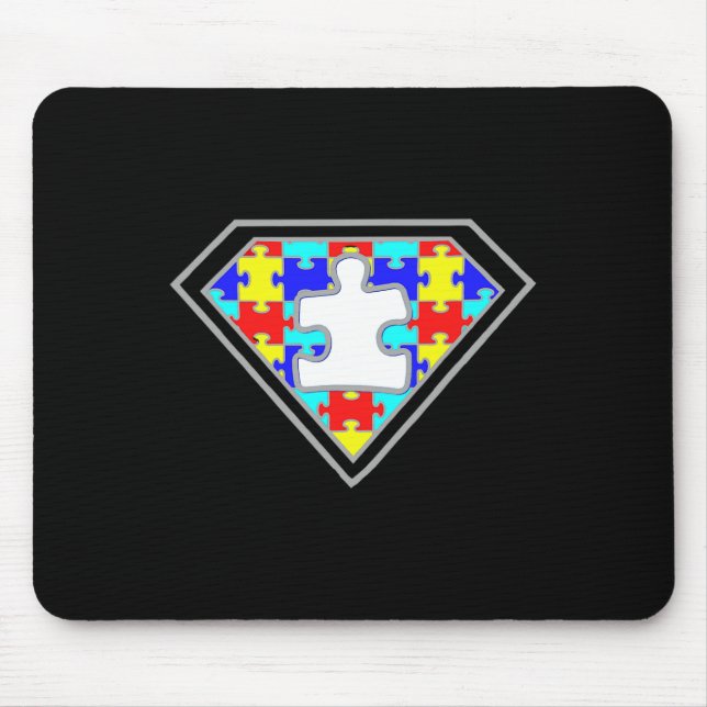 Autism Awareness Superhero Autism Gifts Boys Teach Mouse Pad (Front)