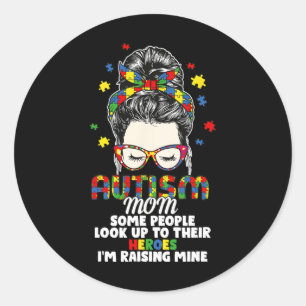 Autism Awareness Superhero Mum Classic Round Sticker