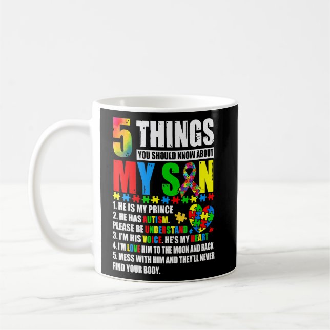 Autism Awareness Support Autism Son Kids For Mum D Coffee Mug (Left)