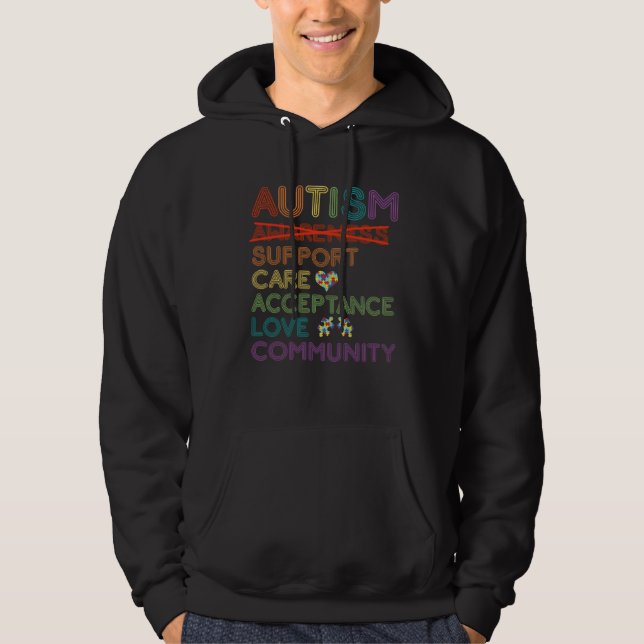 Autism Awareness Support Care Acceptance Ally Hoodie (Front)