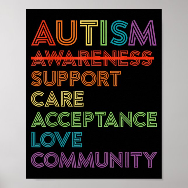 Autism Awareness Support Care Acceptance Ally T-Sh Poster (Front)
