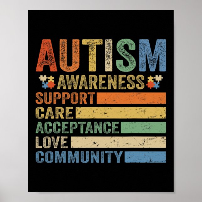 Autism Awareness Support Care Acceptance for women Poster (Front)
