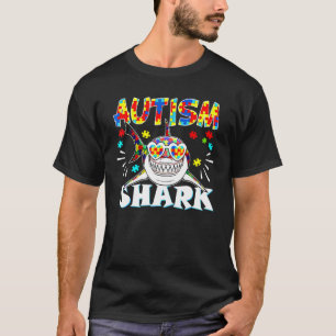 Autism Awareness Support In April Shark Glasses Pu T-Shirt