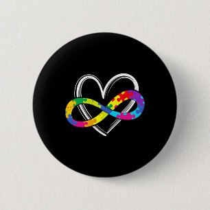 Autism Awareness Support Infinity Heart Love Puzzl 6 Cm Round Badge