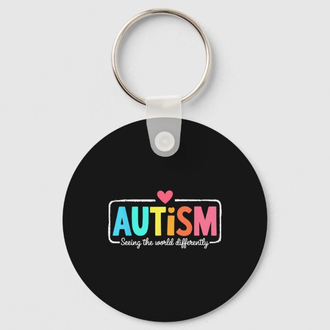 Autism Awareness Support Seeing The World Differen Key Ring (Front)
