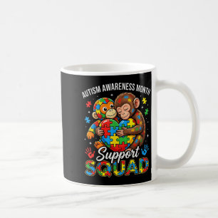 Autism awareness support squad family monkey coffee mug