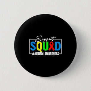 Autism awareness support squad for adults mens 6 cm round badge