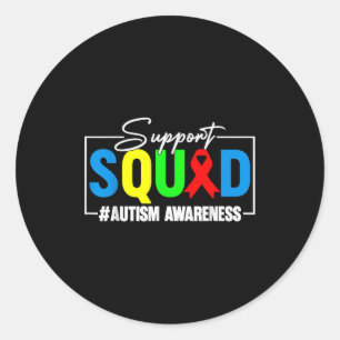 Autism awareness support squad for adults mens classic round sticker