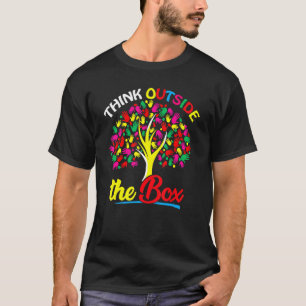 Autism Awareness Support Think Outside The Box Tre T-Shirt