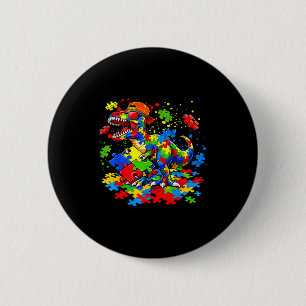 Autism Awareness T-rex Dinosaur Funny Puzzle Men W 6 Cm Round Badge