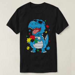 Autism Awareness T Rex Dinosaur Puzzle Piece Kids  T-Shirt