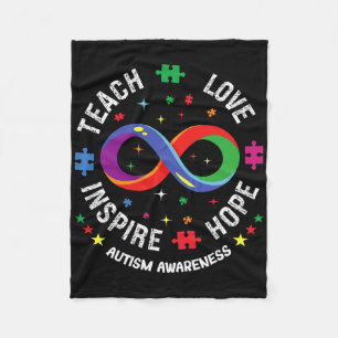 Autism Awareness Teach Hope Love Inspire Teacher I Fleece Blanket
