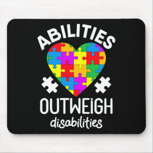 Autism Awareness Teacher Abilities Outweigh Disabi Mouse Pad