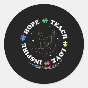 Autism Awareness Teacher Classic Round Sticker