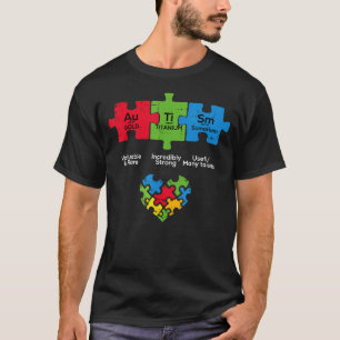 Autism Awareness Teacher Periodic Table Puzzle Pie T-Shirt