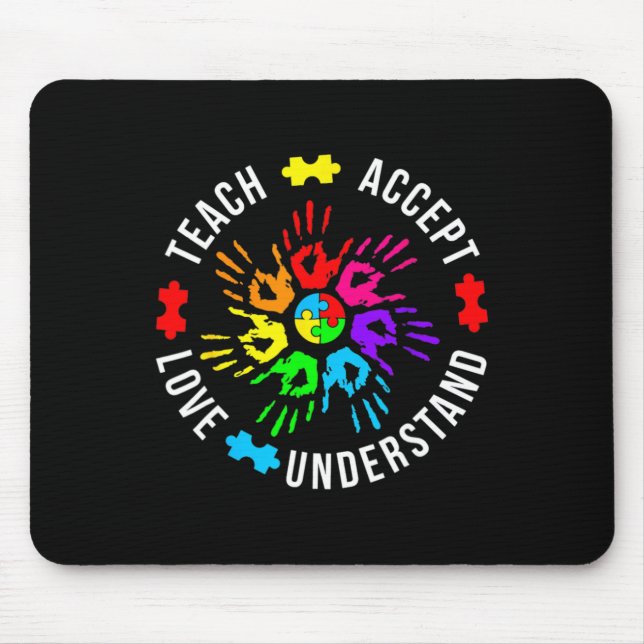 Autism Awareness Teacher Puzzle Teach Accept Under Mouse Pad (Front)