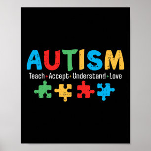 Autism Awareness Teacher Puzzle Teach Accept Under Poster