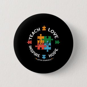 Autism Awareness Teacher Teach Hope Love Inspire 6 Cm Round Badge