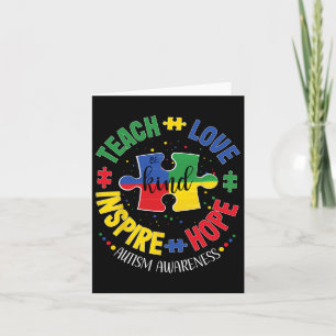 Autism Awareness Teacher Teach Hope Love Inspire  Card