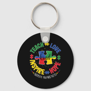 Autism Awareness Teacher Teach Hope Love Inspire Key Ring
