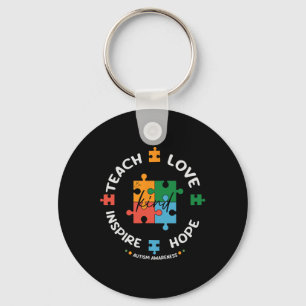 Autism Awareness Teacher Teach Hope Love Inspire Key Ring