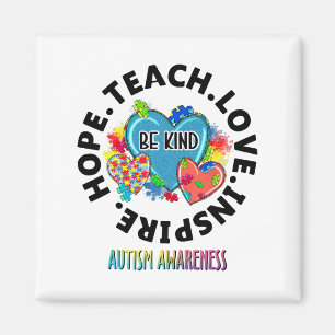 Autism Awareness Teacher Teach Hope Love Inspire M Magnet