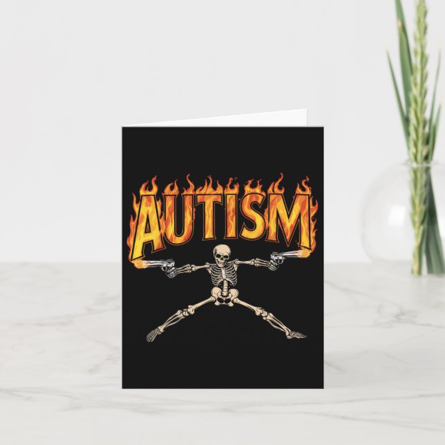 Autism Awareness Tee Autism Skeleton Meme  Card (Front)